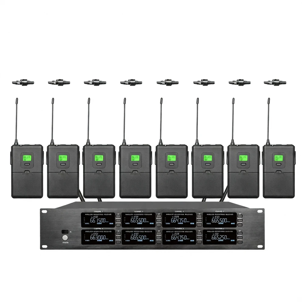 Harmonai MR80 UHF 8-Channel Lavalier Wireless Microphone System image 1