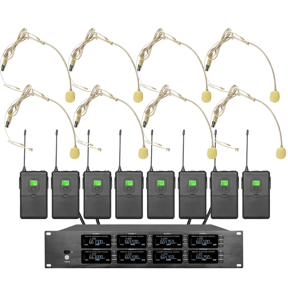 Harmonai MR80 UHF 8-Channel Headworn Wireless Conference Microphone System image 1