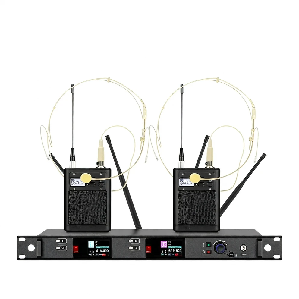 Harmonai GT-X62 Dual-Channel True Diversity Wireless Headworn Microphone — UHF Professional Headset Mic