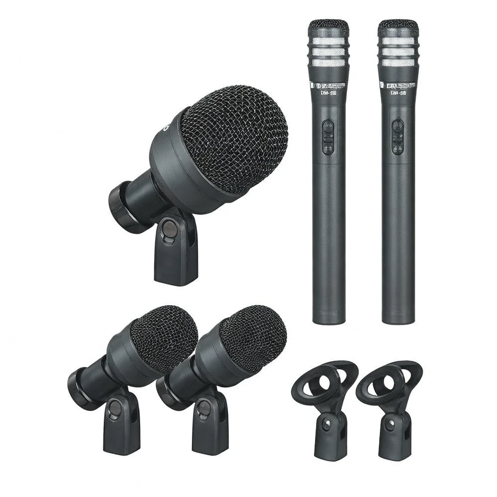 Harmonai DM-5B Professional Percussion Microphone Kit — Complete Drum Kit Pickup Solution