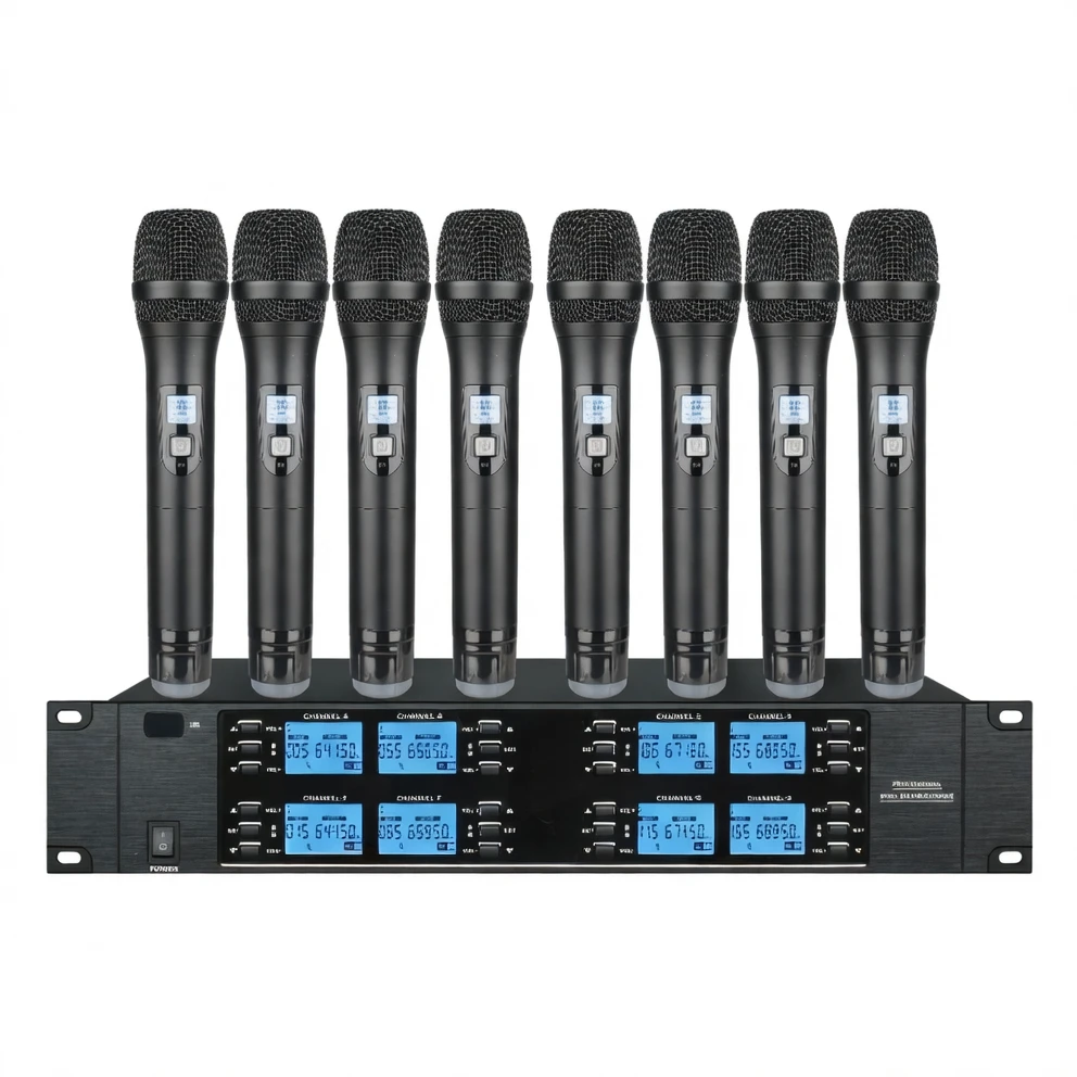 Harmonai GP-388 UHF 8-Channel Wireless Microphone System for Professional KTV & Stage Use