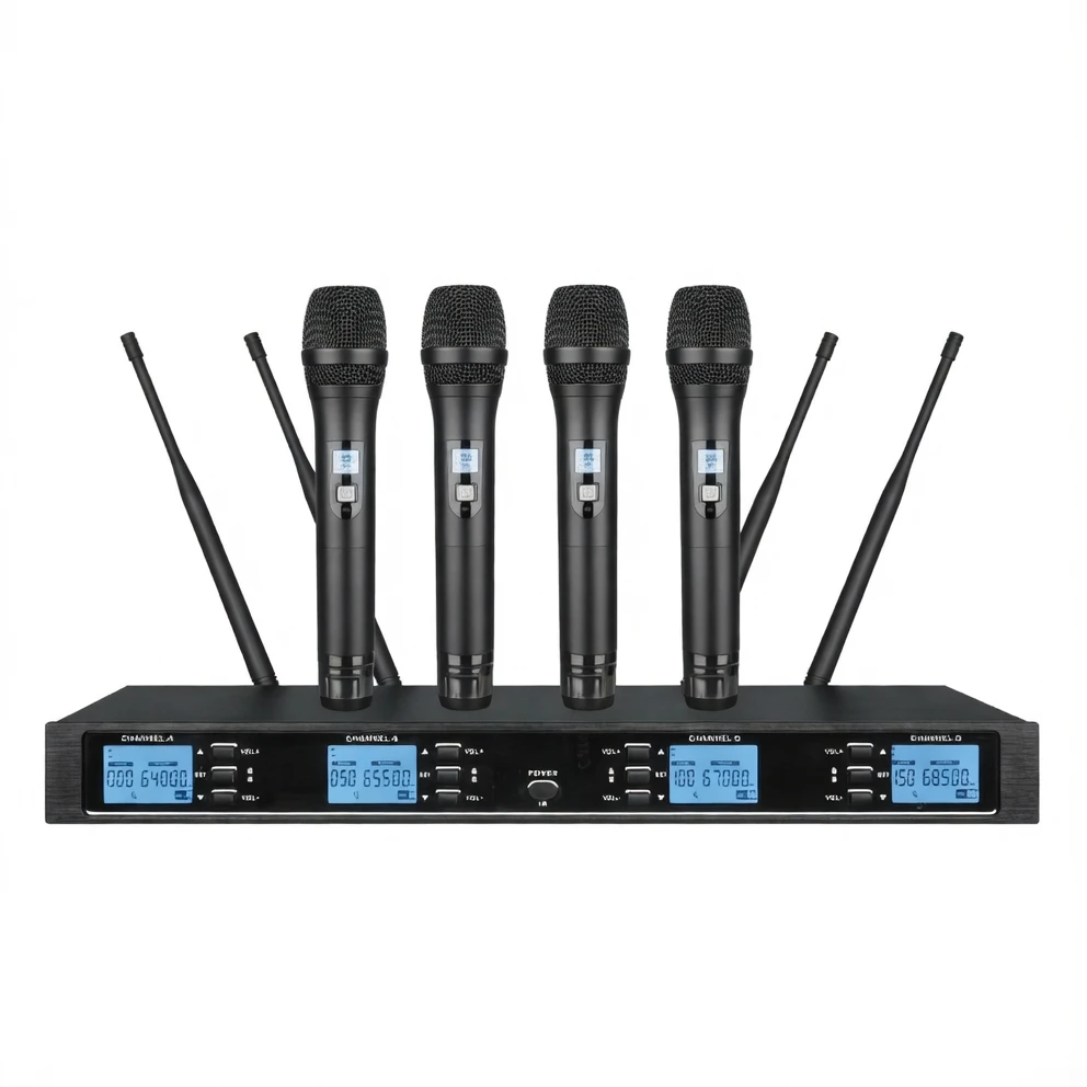 GP-308 UHF 4-Channel Wireless Microphone System | Infrared Sync, Anti-Interference, Professional-Grade