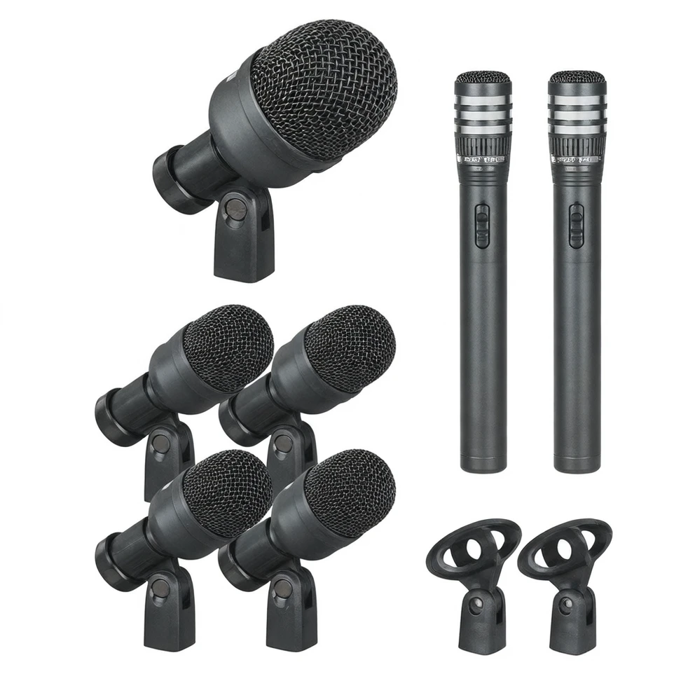 Harmonai DM-7B Professional Drum Microphone Set — 7-Piece Percussion Recording Solution