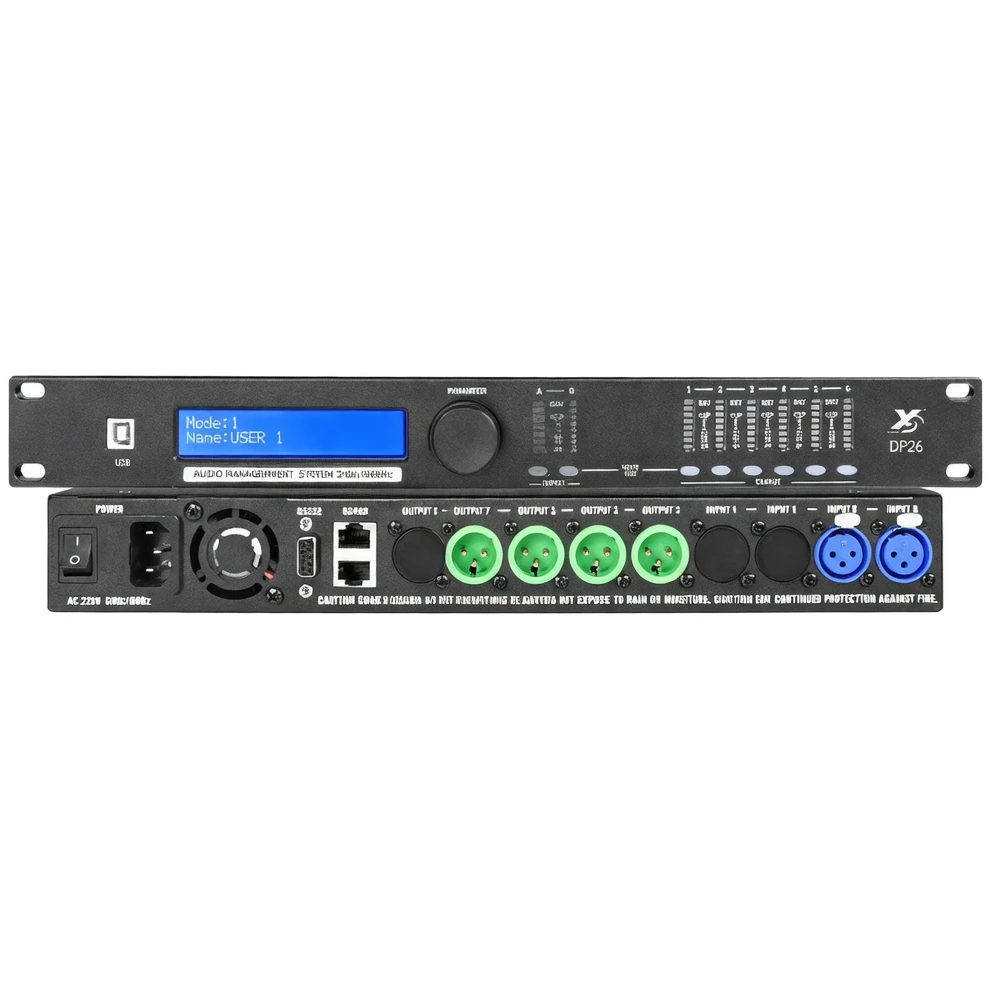 Harmonai DP26 Digital Audio Processor — Professional 2-in/6-out DSP Audio Management Platform