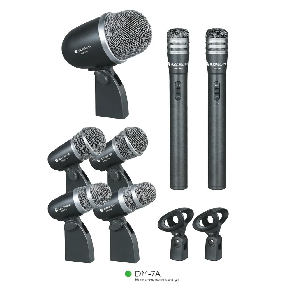 Harmonai DM-7A Professional Jazz Drum Microphone Kit — Complete Drum Set Pickup Solution