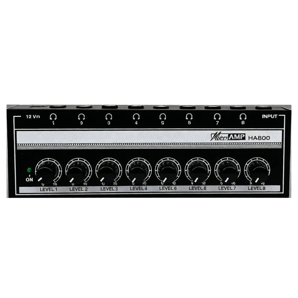 Harmonai HA800 8-Channel Stereo Headphone Amplifier — Professional Multi-Channel Monitoring Distribution Solution