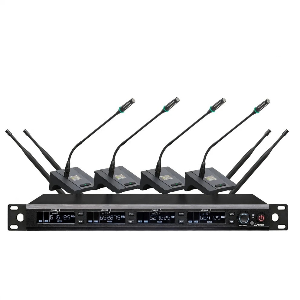 Harmonai F1004 Quad-Channel True Diversity Wireless Microphone System (Engineer-Grade)