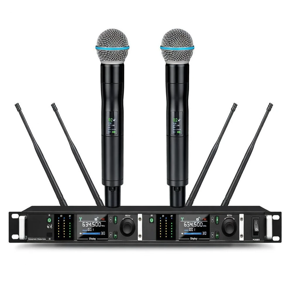 Harmonai ACT-520 Dual-Channel True Diversity Wireless Microphone System – 500m Range image 1