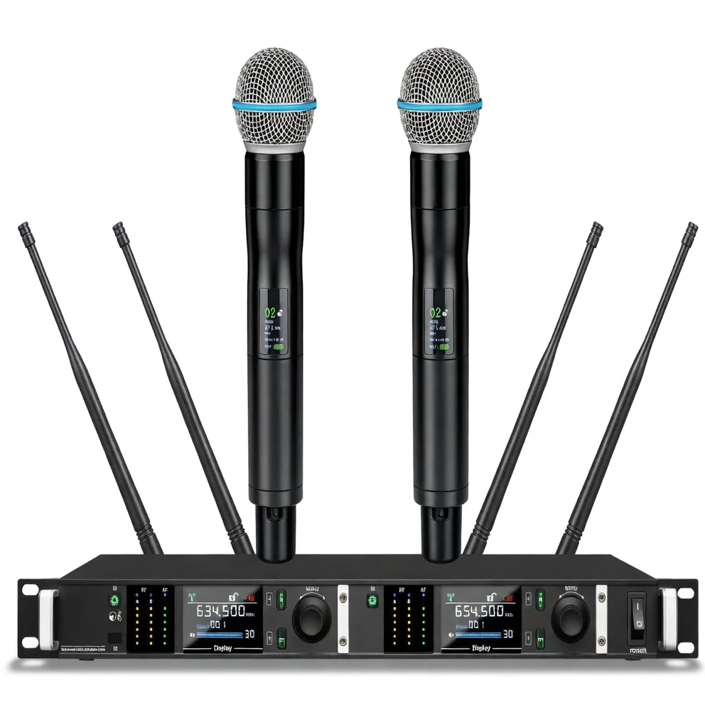 Harmonai ACT-520 Dual-Channel True Diversity Wireless Microphone System – 500m Range image 1