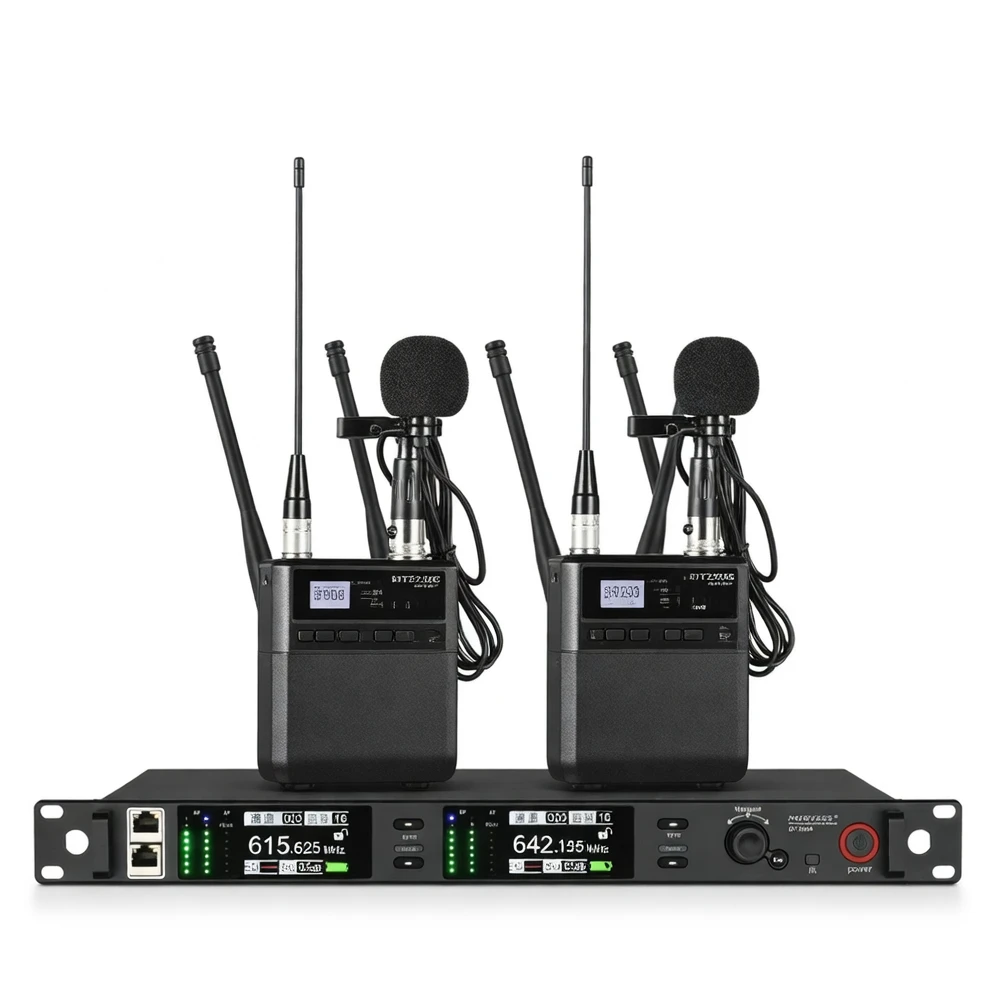 Harmonai DT206 Dual-Channel True Diversity Wireless Lavalier Microphone — UHF Professional-Grade Invisible Mic