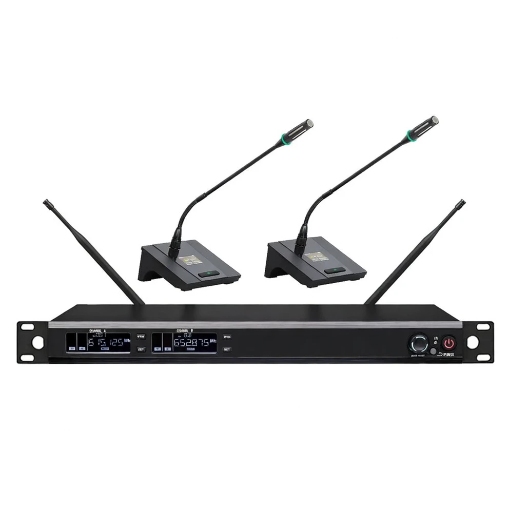 Harmonai F1004 Dual-Channel Wireless Microphone System (Engineering-Grade) with Switchable Diversity Mode