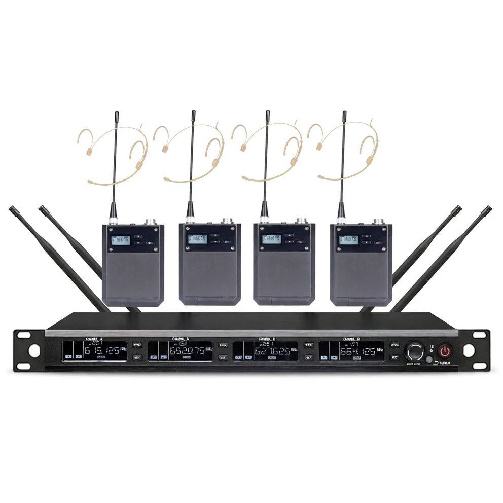 Harmonai F1004 Quad-Channel Wireless Mic System | Switchable Diversity Mode, Engineering-Grade